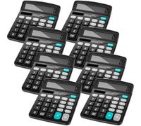 8PCS Desktop Calculators 12-Digit Dual Solar Power Calculator Handheld Basic Office Calculators with Large LCD Display and Big Sensitive Button for Office, School, Home (Black)