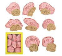 8Pcs Dinosaur Cookie Cutters,Cute Cookie Cutters with Plunger Stamps,3D Fruit Embossing Cutters for Kids Children DIY Biscuit Mould Baking Tools(Dinosaur/8Pcs)