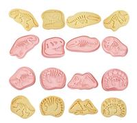8Pcs Dinosaur Fossil Cookie Cutters Set - 3DSkeleton Biscuit Moulds with Embossing Stamp for Baking, Kids Baking & Dino Party Decorations