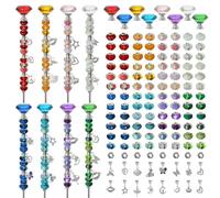 8pcs DIY Garden Stakes Multiple Color Glass Beads Crystal Diamond Tops Stainless Steel Stakes with Diamond Topper Fairy Wand