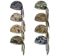 8Pcs Do Rag Skull Cap Sweat Wicking Doo Rag Helmet Liner Cooling Cap Motorcycle Cycling Head Wraps Bandana Beanie Hat, Stylish Camo Pattern, 3-8