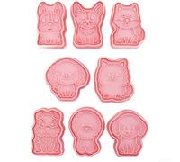 8PCS Dog Cookie Cutters Set Pink PP Baking