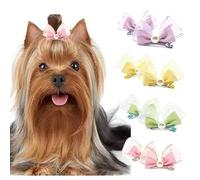 8pcs Dogs Hair Clips Bow/Cats Hair Accessories Butterfly,Sweet Chiffon Bowknot Barrette for Puppy,Kitten,Yorkshire,Maltese dog,Golden Retriever,labrador,French Bulldog