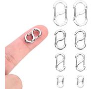 8pcs Double Opening Shortener Lobster Clasps, Necklace Clasp and Closures Stainless Steel Bracelet Connectors Chain Clip Shortener Charm Clasp for DIY Jewelry Making and Repair (4 Sizes, Silver)