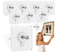 8PCS Drill Free Adhesive Hooks, Reusable No-Drill Screw Stickers 6mm, Removable Self Adhesive Nails Wall Mount Non-Trace Screw Hook Stickers, Nail Free Wall Picture Hangers for Bathroom Home Kitchen