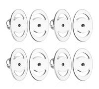 8pcs Earring Lifter Backs, Earring Support Backings Button Pierced Earring Backs Flat Earring Backers Earring Backs Replacements Stud Back for Heavy Earring (Silver)
