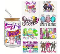 8pcs Easter Holiday Rabbit Eeg UV DTF Cup Wraps Transfer Waterproof Sticker for Glass Cups Furniture Craft DIY Crafts，Rub on Transfer Stickers for DIY Water Bottle Laptop Decal Wood Car