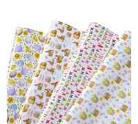 8pcs Easter Wrapping Paper Sheets Gift Wrap Recyclable Cute Bunny Egg Wrapping Paper Yellow Chick Flower Wrap Easter Birthday Kids Crafts Packaging Decorations (70x50cm)