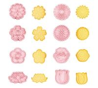 8PCS Eid Mubarak Cookie Cutter 3D Cookie Biscuit Mold Set Flower Biscuit Mold - Chrysanthemum Cherry Blossom Plum Blossom Cartoon Shape Cookie Stamp for Cake Biscuit Cheese Fudge Baking
