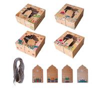8pcs Eid Themed Gift Boxes for Candy and Chocolate Stylish Krafts Paper Packaging Box Muslims Festival Party Supplies Community Event Boxes