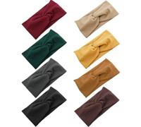 8pcs Elastic Knitted Headbands Rubber and Cotton Hair Bands
