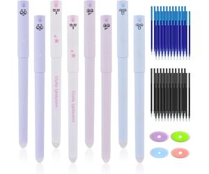 8Pcs Erasable Pen 0.5Mm Friction Pens Rub Out Pen Animal Erasable Pens with 40 R