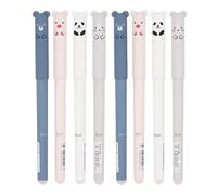 8PCS Erasable Pens, 0.5mm Fine Point Erasable Ink Pens with Eraser, Smooth Writhing Black Gel, Cute Bear Gel Pen for Stationery Office Supplies Gifts