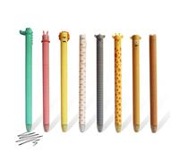 8PCS Erasable Pens Set, 8 Kinds Animal Pens Rub Out Pens Cute Stuff, 0.5mm Cute Pens Writing Pens for Kids, Kawaii Stationery Children's Day Gifts First Day of School Gift