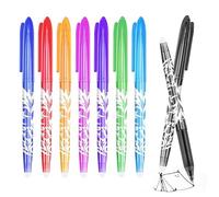 8pcs Eraser Pens, 0.7mm Fine Point Black & Blue Friction Ink with Rubber End for School Office Writing, Paperwork Stationary Smooth No Smudge Handwriting Gel Pens for Kids & Adults (Multicolor)