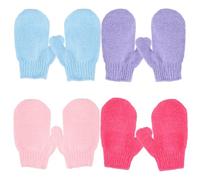 8Pcs Exfoliating Gloves,Shower Gloves Bath and Body Exfoliator Mitts Bamboo Shower Glove Scrubs Away for Shower,Spa, Massage and Dead Skin Cell Remover Loofah(Red+Pink+Purple+Blue)