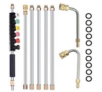 8Pcs Extension Wand Set, Pressure Washer Lance with 1/4 Inch Quick Conncetors and 6 Nozzles Tips, Gutter Window Roof Cleaning Tool