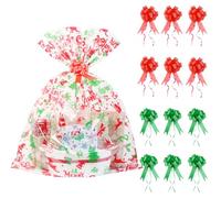 8pcs Extra Large Christmas Cellophane Gift Bags with Pull Bows,Xmas Hamper Basket Bags,Cellophane Bags For Christmas Hamper Making (colorful 3, 76 * 101cm)