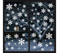 8pcs Extra Large Snowflake Window Clings, Electrostatic Snowflake Window Stickers Christmas White Home Decoration for Bathroom & Glass Room Decor