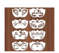 8Pcs Face Skeleton Graffiti Stencils Set, Reusable Painting Stencil Templates for DIY Tattoo, Art, Halloween Makeup & Stage Performance(43-2-8pcs)