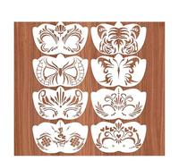 8Pcs Face Skeleton Graffiti Stencils Set, Reusable Painting Stencil Templates for DIY Tattoo, Art, Halloween Makeup & Stage Performance(67-2-8pcs)