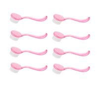 8pcs Facial Brush Pore Scrub Tool with Soft Bristles and Handle | Pink Portable Set, Self-standing Grip, Daily Sink Use, Works for Face Cleansing and Makeup Brush Cleaning Random Color