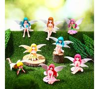 8Pcs Fairies for Fairy Gardens Ornaments Fairy Garden Accessories Outdoor Gardening Ornaments Micro Landscape Plastic Miniature Garden Figurines Dollhouse Cake Decoration
