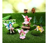 8Pcs Fairy Garden Accessories, Flower Fairies for Fairy Gardens Ornaments Outdoor Micro Landscape Resin Gardening Ornaments Miniature Garden Figurines Dollhouse Cake Decoration