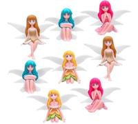 8Pcs Fairy Garden Accessories Miniature Fairies Figures Garden Ornaments Outdoor Fairy Cake Topper Mini Plastic Flower Fairies for Micro Landscape Dollhouse Cake Decoration