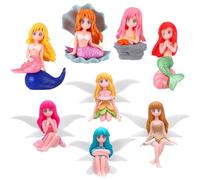 8Pcs Fairy Garden Accessories Miniature Flower and Mermaid Fairies Figures Garden Ornaments Outdoor Mini Plastic Fairy Micro Landscape Dollhouse Fish Tank Cake Topper Decoration