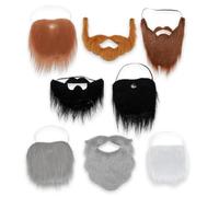 8Pcs Fake Beard, Assorted Stick On Moustache Set for Costume Parties, Halloween Events, Theatrical Performances, Funny Costume Accessories, Old Man White Beard for Top Hat Fancy Dress