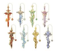 8pcs Fantasy Sword Bookmarks for Books, Journals, Planners - Cool Metal Book Markers for Reading Women & Men, Unique Book Marks Gifts for Book Lovers, Reading Accessories for Students & Adults & Kids