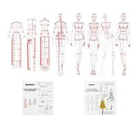 8PCS Fashion Sketching Templates, Fashion Illustration Rulers, Sewing Humanoid Patterns Design, Clothing Measuring French Curve Rulers A4 Pattern Paper Draft Drawings