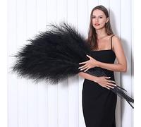 8PCS Faux Pampas Grass Decor Tall 45"/115CM, Large Artificial Black Pampas Grass Long Fluffy Fake Pompas for Floor Vase Filler, Flower Arrangement, Wedding, Party, Home, Boho Decor Beige (Black)