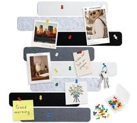 8Pcs Felt Pin Board Bar Strips, Pin Board Strips Hanging Wall, Self-Adhesive Cork Board Pinboard Strips with Push Pins for Bedroom Door Home Office School Decorations Paste Notes Photos
