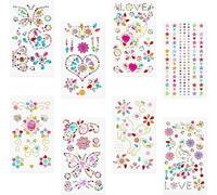 8PCS Festival Face Gems Stick On, Colorful Face Jewels for Festivals, Glitter Face Gem Stickers for Kids Women Diy