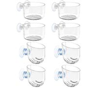 8PCS Fish Feeder, Transparent Acrylic Shrimp Feeder with Suction Cup, Easy Install Aquarium Plant Holder, Aquarium Feeder Keep Food from Floating for Shrimp Red Worm Fish Reptiles Shrimp Feeder