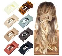 8PCS Flat Hair Claw Clips,Large Matte Rectangle No-Slip Claw Clips for Women, French Flat Square Hairclips for Thick Medium Thin Hair, Strong Hold Styling Barrettes Accessories (I)