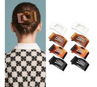 8PCS Flat Hair Claw Clips,Large Matte Rectangle No-Slip Claw Clips for Women, French Flat Square Hairclips for Thick Medium Thin Hair, Strong Hold Styling Barrettes Accessories (A)