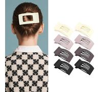 8PCS Flat Hair Claw Clips,Large Matte Rectangle No-Slip Claw Clips for Women, French Flat Square Hairclips for Thick Medium Thin Hair, Strong Hold Styling Barrettes Accessories (G)