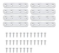 8pcs Flat Straight Brace Brackets,Stainless Steel Flat Plate Straight Bracket with Screw for Repairing, Fixing, Joining Furniture(77x16 mm)