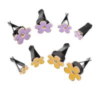 8pcs Flower Air Vent Clip Car Freshener Decoration, Zinc Alloy | Elegant Stylish Look, Easy Installation, Yellow and Purple Colours, for Interior Accessory Use
