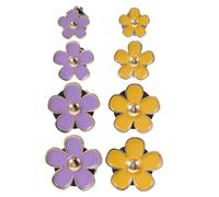 8pcs Flower Car Vent Clips Zinc Alloy Air Freshener Clip Set | Easy Installation, Sturdy Alloy Build, Yellow and Purple Options, Elegant Look for Interior Vents