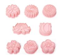 8PCS Flower Cookie Cutter,3D Cookie Mold Plastic Cookie Stampers,Biscuit Cutters,Fondant Cutter,for Home Kitchen Biscuit Fondant Snacks Cheese Baking