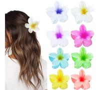 8Pcs Flower Hair Claw Clips, Hawaiian Summer Beach Claw Accessories for Women Girls, Non-Slip Cute Grip Clips for Thin Thick Hair