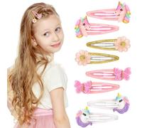 8Pcs Flower Hair Clips for Girls, Butterfly Metal Snap Clips,Cute Glitter Toddler Girls Unicorn Hair Accessories for Children, Infants, Toddlers, Kids - Flower