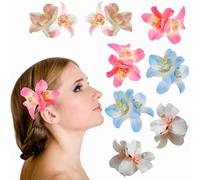 8pcs Flower Hair Clips, Hawaiian Beach Flower Hair Accessories, Bohemian Style, Realistic and Beautiful Shape, Suitable for Vacation, Gathering, Wedding, Party, Etc. (4 Colors)