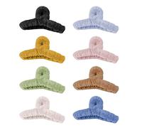 8PCS Fluffy Plush Hair Claw Clips, Colorful Claw Clips for Thick Hair, Super Grip Elegant Accessories for Women & Girls (4.7in)