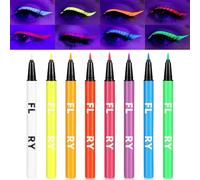 8PCS Fluorescent UV Eyeliner Pens & Face Paint Pens - Colorful Quick Dry Waterproof Smudge Resistant Neon Makeup for Cosplay Costume Stage Show Party Festival Creative Eye and Face Art (8PCS)