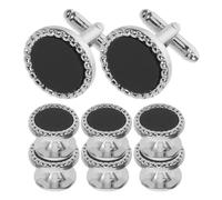 8pcs Formal Cufflinks round Black Acrylic and Copper for Grooms | Elegant Polished Look, Wedding and Formal Setting, Complements Suit Accessories, for Best Men
